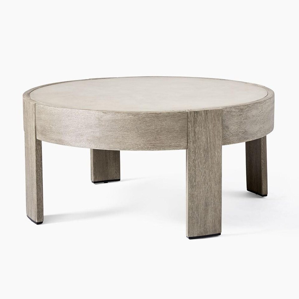 Portside Outdoor Round Concrete Coffee Table Weathered Grey west